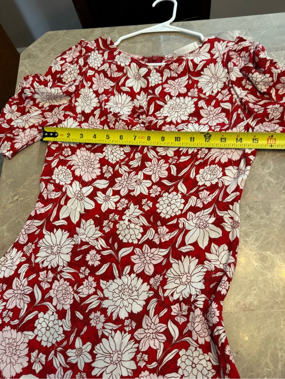 MANGO Women Red & White Floral Print Puff Sleeves A-Line Dress Size 4 - Picture 12 of 12